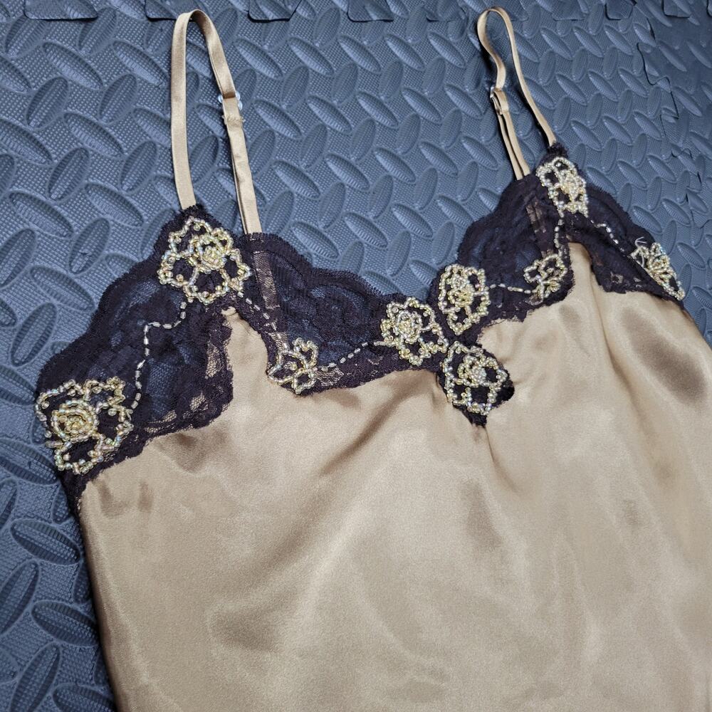 Poet Beaded Satin Cami Y2K Coquette Capsule Wardrobe Date Night Lace Medium